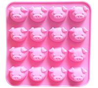 Selecto Bake Piggy Chocolate Stampo in silicone, 16 cavità Emoticon faccia di maiale Stampi per caramelle per maialino per gelatina, fondente, caramelle dure, bombe di grasso cheto, resina