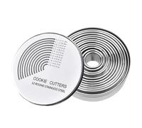 Selecto Bake Set di 12 formine rotonde per biscotti e pasticceria, resistenti, in acciaio inox 18/8 304 di grado commerciale, dimensioni contrassegnate in metallo, perfette per gli appassionati di