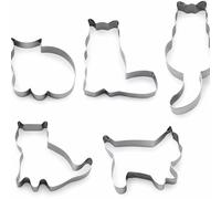 Selecto Bake Set di 5 formine per biscotti a forma di gatto, in acciaio inox, per decorazioni fai da te, torte, fondente, pasta di zucchero, biscotti