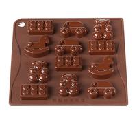 Selecto Bake Stampo in silicone a 12 cavità per cioccolato, auto, orsacchiotto, pause, cavallo a dondolo, decorazione per fondente, giocattoli per bambini, pasta di zucchero, per cera e candele