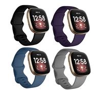 Sel inturini di ricambio compatibili con Fitbit Versa 3/Versa 4/Sense/Sense 2, in silicone, regolabili, accessori classici, cinturini fitness per donne e uomini, piccoli e grandi, Nero/Viola