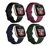 Sel inturini di ricambio compatibili con Fitbit Versa 3/Versa 4/Sense/Sense 2, in silicone, regolabili, accessori classici, cinturini fitness per donne e uomini, piccoli e grandi, Nero/Blu scuro