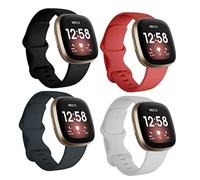 Sel inturini di ricambio compatibili con Fitbit Versa 3/Versa 4/Sense/Sense 2, in silicone, regolabili, accessori classici, cinturini fitness per donne e uomini, piccoli e grandi, Nero/Bianco