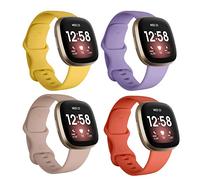 Sel inturini di ricambio compatibili con Fitbit Versa 3/Versa 4/Sense/Sense 2, in silicone, regolabili, accessori classici, cinturini fitness per donne e uomini, piccoli e grandi, Giallo/Laberder