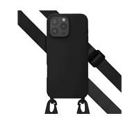 SELENCIA in Silicone con cordino staccabile Cover per Apple iPhone 16 Pro Max, Nero