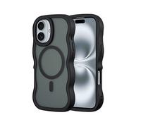 SELENCIA Wavy Backcover CUSTODIA A LIBRO per Apple iPhone 16, Nero