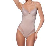 Selene, Body Donna Contenitivo, con Ferretto e Coppe Modellanti, Parte Bassa Senza Cuciture, Collezione Violeta, Colore Terra, Coppa 6 C