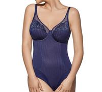 Selene, Body Donna in Pizzo dal Motivo Floreale, con Ferretto e Senza Imbottitura, Collezione Mariluz, Colore Blu, Coppa 5 C
