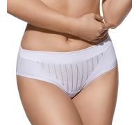 Selene, Mutanda Donna a Vita Alta Leggermente Contenitiva, Slip Effetto Modellante con Motivo Floreale a Righe, Collezione Mariluz, Colore Bianco, Taglia 42