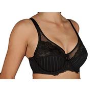 SELENE MARILUZ C-D-E Reggiseno con Ferretto Che combina Un Elegante Tessuto con Frange e Una Coppa in Tulle con Pizzo (C, Nero, 6)