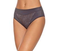 Selene, Mutanda Donna a Vita Alta Leggermente Contenitiva, Slip Effetto Modellante con Motivo Floreale a Righe, Collezione Mariluz, Colore Grigio, Taglia 44