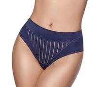 Selene, Mutanda Donna a Vita Alta Leggermente Contenitiva, Slip Effetto Modellante con Motivo Floreale a Righe, Collezione Mariluz, Colore Blu, Taglia 48