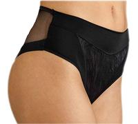 Selene, Mutanda Donna a Vita Alta Leggermente Contenitiva, Slip Effetto Modellante con Trasparenze, Collezione Violeta, Colore Nero, Taglia 52