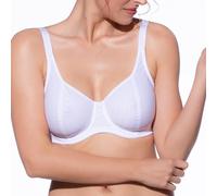 Selene, Reggiseno Contenitivo Donna con Ferretto, Senza Imbottitura, Motivo a Righe, Collezione Maria, Colore Bianco, Taglia 4C