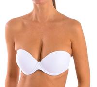 Selene, Reggiseno Donna a Fascia, con Coppe Doppio Push-Up e Ferretto, Spalline Inseribili, Collezione Carlota, Colore Bianco, Taglia 1B