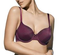 Selene, Reggiseno Donna con Ferretto e Coppe Imbottite, in Morbido Tessuto, Stampa a Pois, Collezione Greta, Colore Bordeaux, Taglia 3C