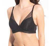 Selene, Reggiseno Donna in Pizzo con Scollo a V, Senza Ferretto, con Coppe Imbottite, Collezione Regina, Colore Nero, Taglia 6B