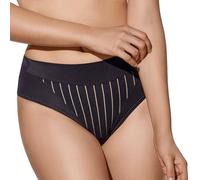 Selene, Mutanda Donna a Vita Alta Leggermente Contenitiva, Slip Effetto Modellante con Motivo Floreale a Righe, Collezione Mariluz, Colore Nero, Taglia 42