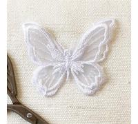 Selene, Toppe in pizzo a forma di farfalla, in organza, per abiti da sposa, giarrettiera, fascia, copricapi, velo, 10 pezzi, bianco, 3,5 x 4,5 cm