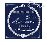 Seleneva Braccialetto con ciondolo a forma di cuore con perline in argento S925, per donne e ragazze, con ciondolo a forma di cuore, regalo per mamma, figlia, sorella, amica, compleanno, Natale