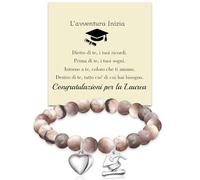 Seleneva Regalo Laurea per le Donne Ragazza Pietra Naturale Bracciale Amica Maestro Ispiratore Bracciale Speciale Ideel Originale Regalo per le Congratulazioni ai Laurea (J)