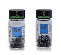 Selenio elemento 34 Se, pellets 5 grammi 99,99% in fiala di vetro con etichetta