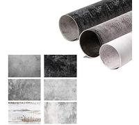 Selens Backdrop - Sfondo 2 in 1, 56 x 88 cm, piatto Lay, sfondo double face, bianco, venatura del legno, cemento cemento, cemento, trama, 3 pezzi, per gourmet cosmetici, prodotto foto