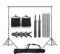 Selens Kit di supporto per fondale da 2 x 3 m, regolabile in altezza, retrattile, con morsetti a molla, sacchi di sabbia e borsa per il trasporto, portatile, per fotografia, ritratti, foto, video