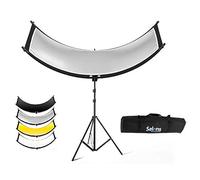 Selens - Riflettore 4 in 1, 60 x 180 cm, a forma di U, riflettori curvi, treppiedi da 200 cm, diffusore di illuminazione regolabile, kit per studio fotografico, nero/bianco/oro/argento
