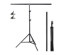 Selens Supporto per sfondo a T, 80 x 200 cm, per fotografia, mussola, in vinile, per studio fotografico, a T, supporto portatile, con traversa e 2 morsetti stretti