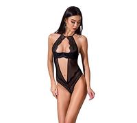 Selente Luxury Love Body in raso e pizzo con Esclusiva Benda per Occhi in Raso, nero pizzo, S-M