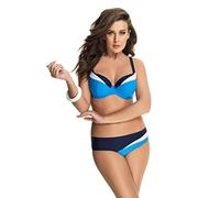 Selente My Secret 1880 Costume da Bagno a Due Pezzi/Bikini Shaping/Modellante Curvy/Taglie Forti con Coppe differenziate, Bikini Blu/Celeste/Bianco, 4D/Slip XL