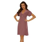 Selente Sweet Dreams Camicia da Notte/Negligee Elegante da Donna con Pizzo Seducente, Mocca a Maniche Corte, Taglia XXL (50)