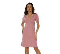 Selente Sweet Dreams Camicia da Notte/Negligee Elegante da Donna con Pizzo Seducente, Rosa Antico a Maniche Corte, Taglia 3XL (52)