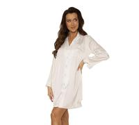 Selente Sweet Dreams Elegante Camicia da Notte in Raso (Made in EU) a Maniche Lunghe con Bottoni e Taschino, Perla, Gr. S (42)
