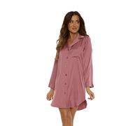 Selente Sweet Dreams Elegante Camicia da Notte in Raso (Made in EU) a Maniche Lunghe con Bottoni e Taschino, Rosa Antico, Gr. XXL (50)