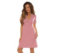 Selente Sweet Dreams Incantevole Camicia da Notte/negligé Corto con Pizzo, Maniche Corte, Rosa Antico, Taglia. 3XL (52)