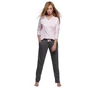 Selente Sweet Dreams Moderno e Comodo Pigiama da Donna in Morbido Cotone, Rosa/Grigio Scuro, Taglia M