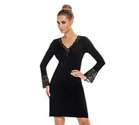 Selente Sweet Dreams Raffinata Camicia da Notte Donna, Nero Manica Lunga, IT 46 (EU 40)