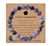 Selenva Regalo Del Giorno Dell'insegnante Maestra Pietra Naturale Braccialetti Insegnante Regalo Gioielli Delle Donne Per Professore Regali Maestra Insegnante Con Carta (Sodalite)