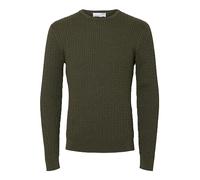 SELETED HOMME Slhberg Cable Crew Neck Noos Maglione, Verde Ivy, Dettaglio: mélange, L Uomo