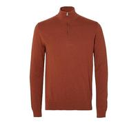 SELETED HOMME Slhberg Noos-Cardigan con Mezza Zip Maglione, Henné Bruciato. Dettagli: Melange, M Uomo