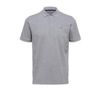 SELETED HOMME Slhdante SS Polo W Noos T-Shirt, Melange Grigio Medio, L Uomo