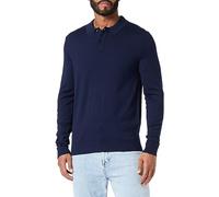 SELETED HOMME Slhtown-Polo in Lana Merino Coolmax Knit Noos Maglione, Navy Blazer/Dettaglio: Melange, L Uomo