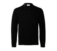 Polo in merino a maniche lunghe Selected Tray Noir XL