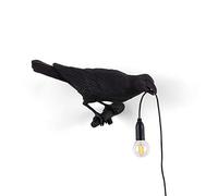 SELETTI "Bird Lamp Black & White Waiting, Playing, Looking Lampada Uccello, Nero, Looking Right