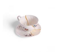 SET DA TE TAZZA E PIATTINO PORCELLANA KINTSUGI 09648 SELETTI WHITE