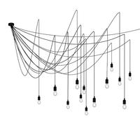 SELETTI Maman Lampadario 14 Luci a Led con Lampadine Dimmerabili Satinate Nero