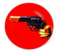 SELETTI Piatto in Porcellana Revolver Bordo Dorato