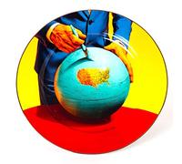 SELETTI Piatto in Porcellana Rossetti Nero Bordo Dorato